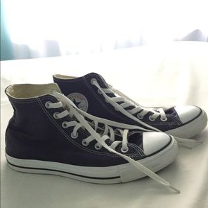 Navy blue high top converse